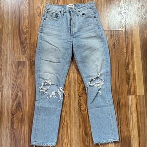 Agolde Riley Button Fly High-rise Straight Crop Jeans Size 23 Made in USA